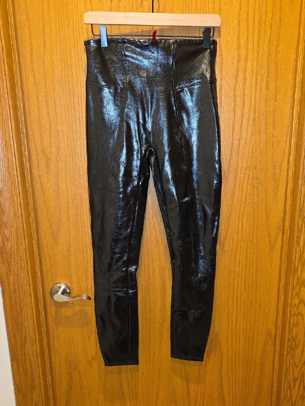 SPANX Shiny Black High-Waist Faux Leather Leggings